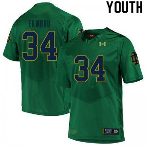 Notre Dame Fighting Irish Youth Osita Ekwonu #34 Green Under Armour Authentic Stitched College NCAA Football Jersey SZX0899WA